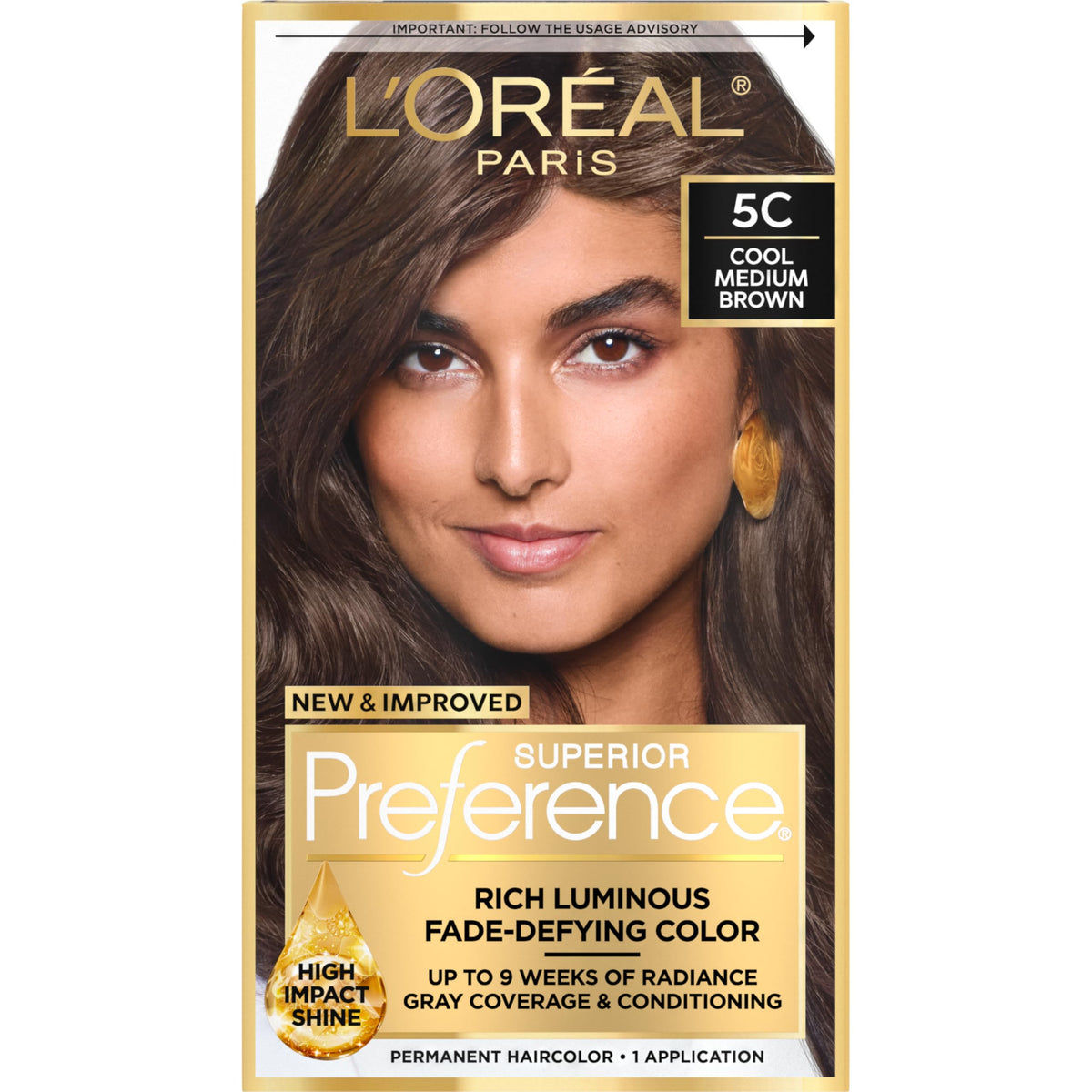 L'Oreal Paris front box showing product and shade information for clarity