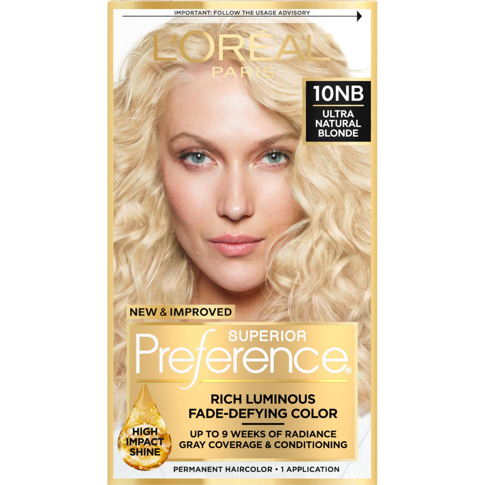 L'Oreal Paris front packaging showing shade 10NB and benefits