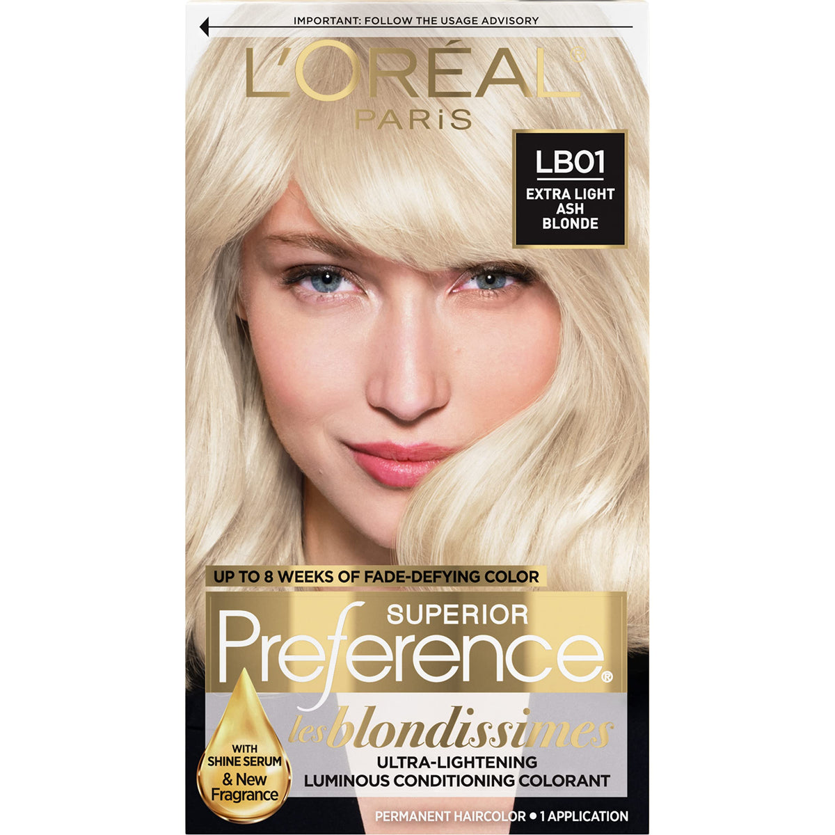 L'Oréal Paris front packaging showing kit and shade LB01 for easy identification and confidence