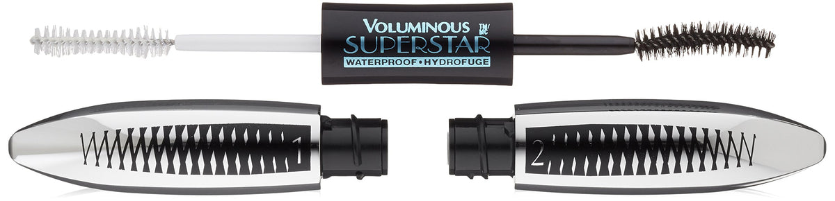 L'Oreal Paris front packaging showing dual-step mascara for dramatic volume