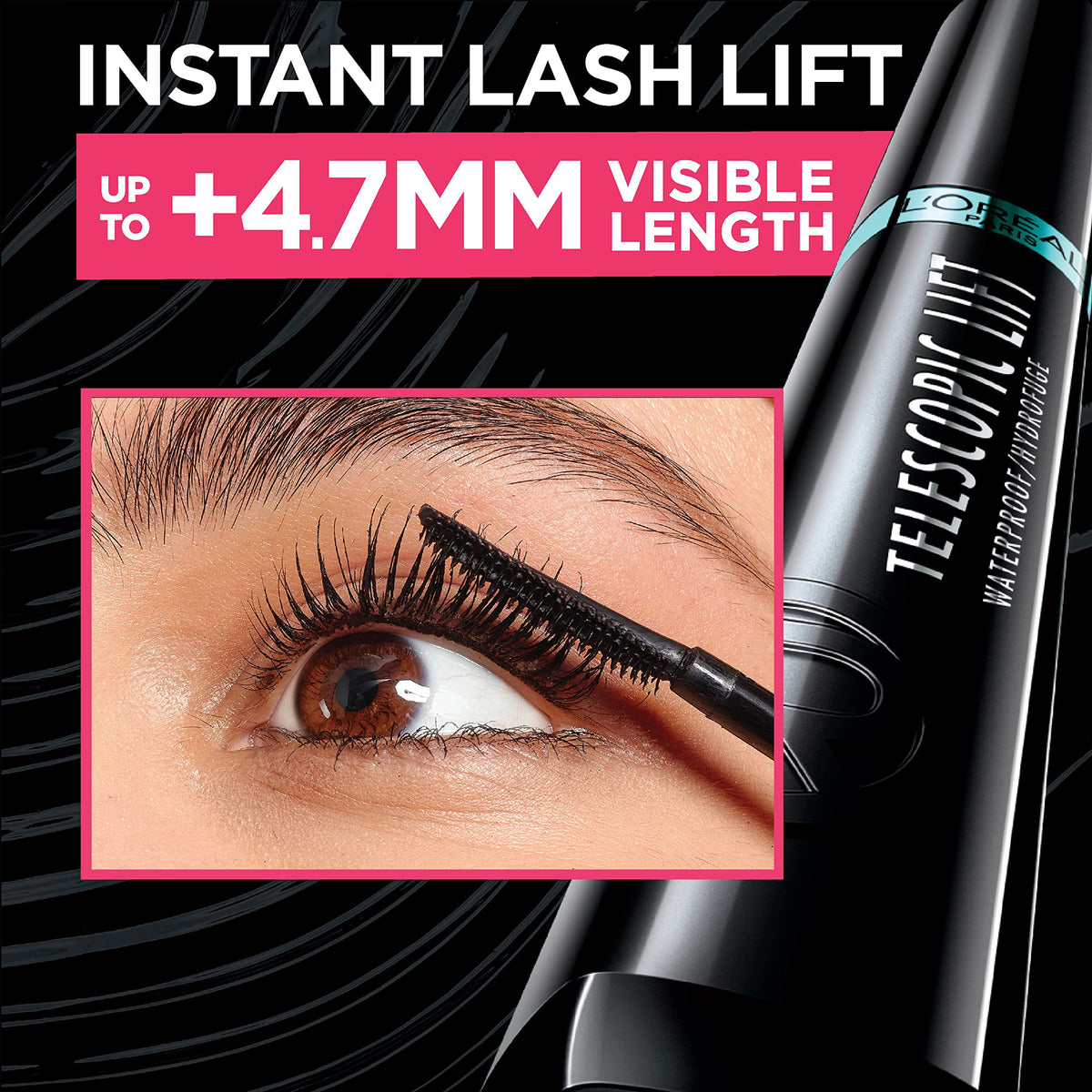 L'Oreal Paris before and after lashes showing lifted, longer, separated look