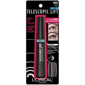 Model wearing L'Oreal Paris mascara in evening setting demonstrating dramatic lift