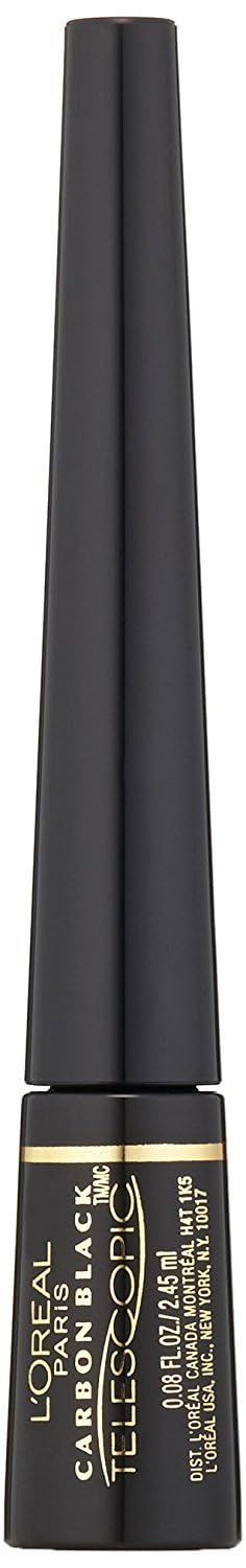L'Oréal Paris carbon black swatch on skin showing intense pigment payoff