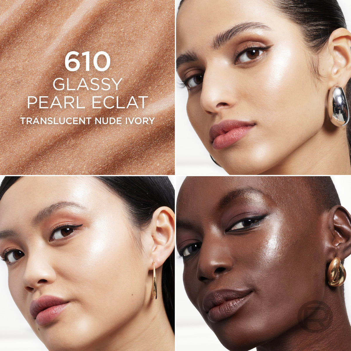 L'Oreal Paris close-up of creamy texture swipe showing smooth blendability and reflective finish