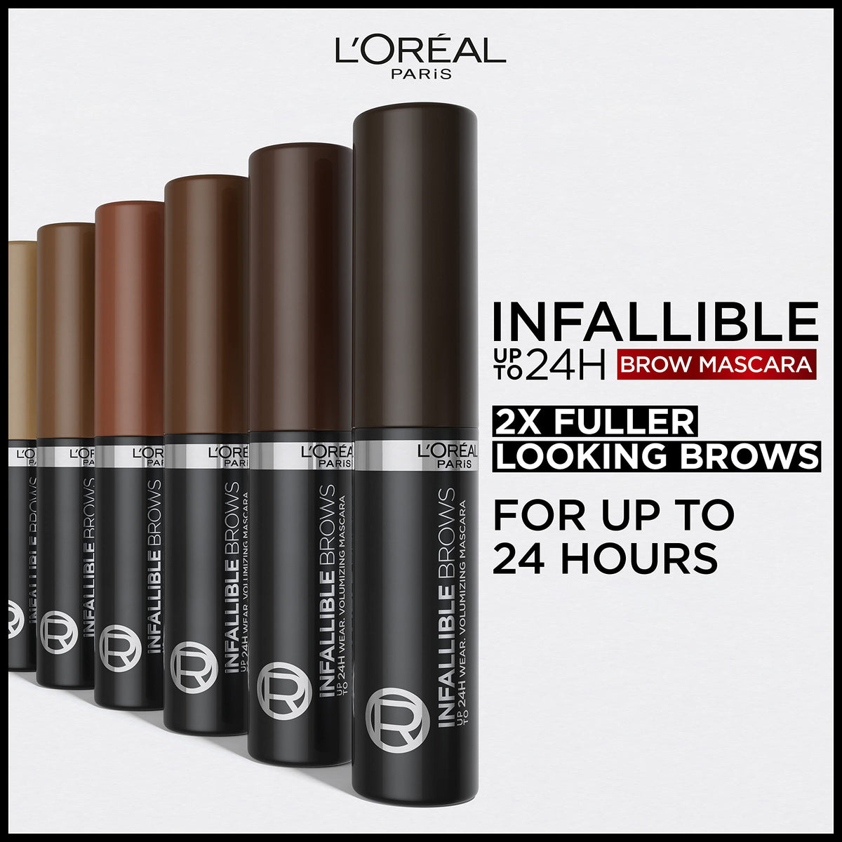 L'Oreal Paris fiber-charged gel texture on applicator, creates fuller-looking brows