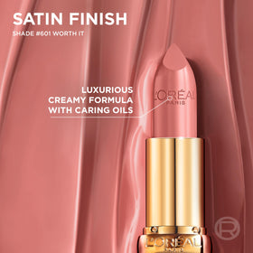 L'Oreal Paris texture swatch on arm showing satin sheen and moisturizing look