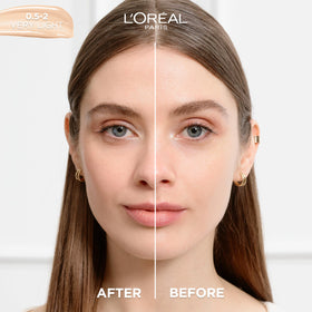 L'Oreal Paris tinted serum pump dispenser close-up showing precise application and mess-free control