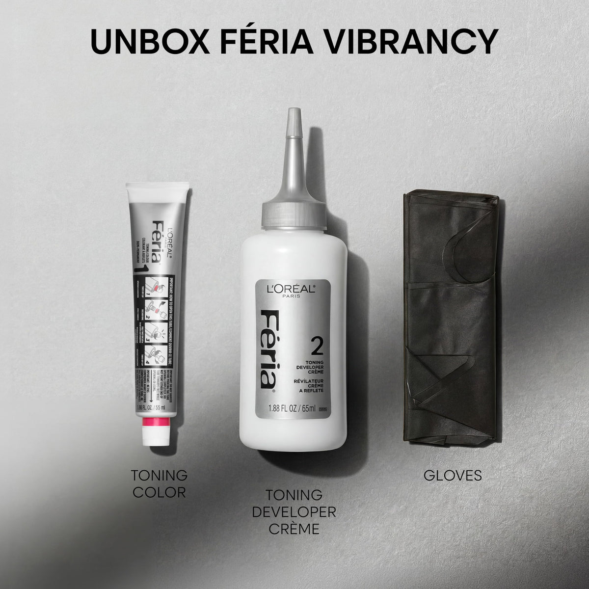 L'Oreal Paris label close-up highlighting ammonia-free demi-permanent formula