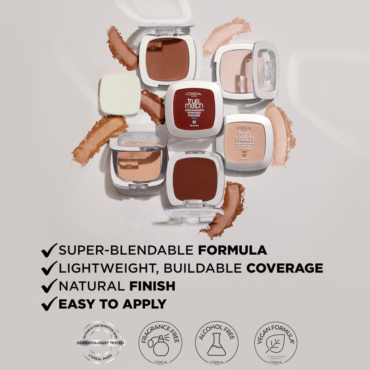 L'Oreal Paris application with brush demonstrating buildable coverage and oil control