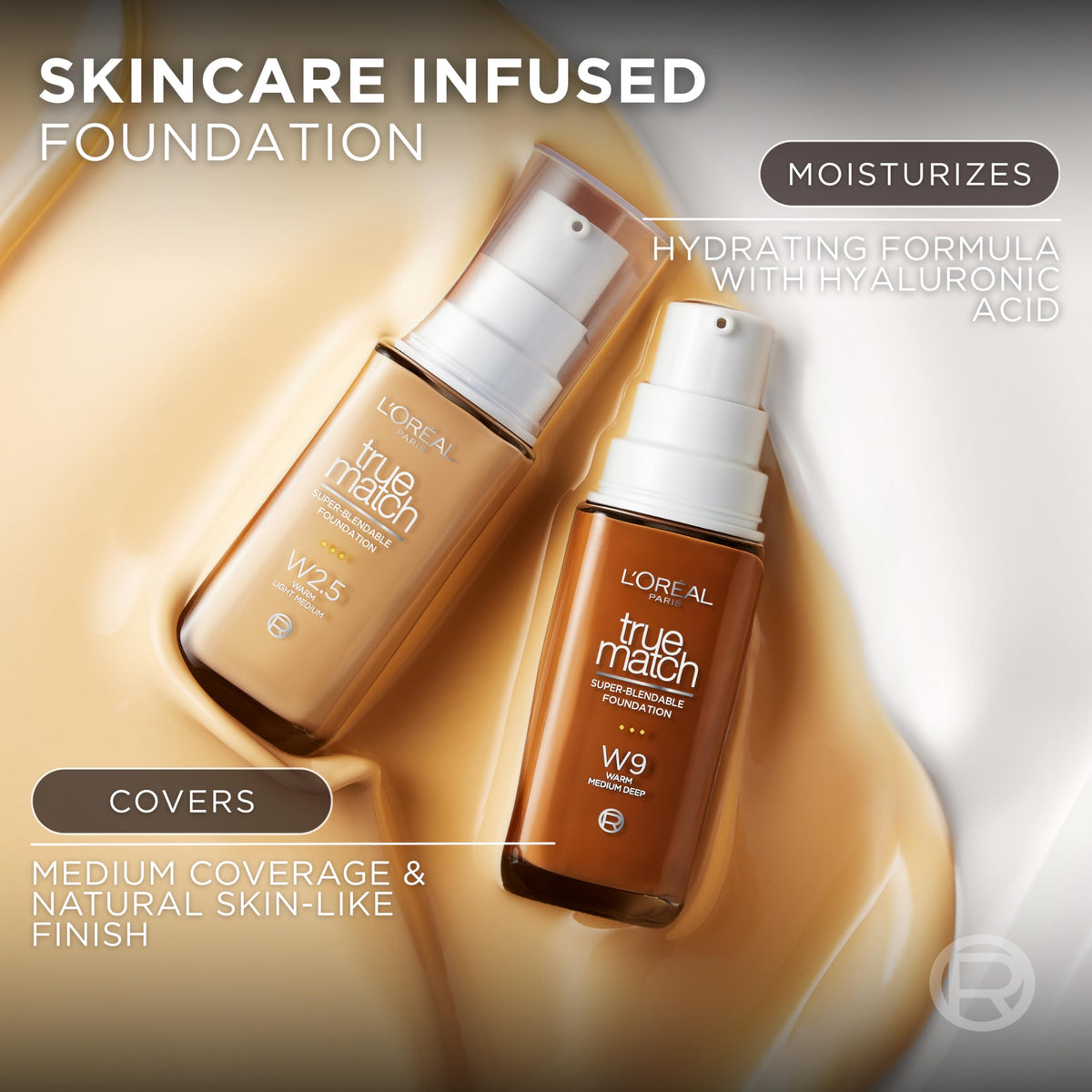 L'Oreal Paris foundation being blended with sponge for seamless coverage