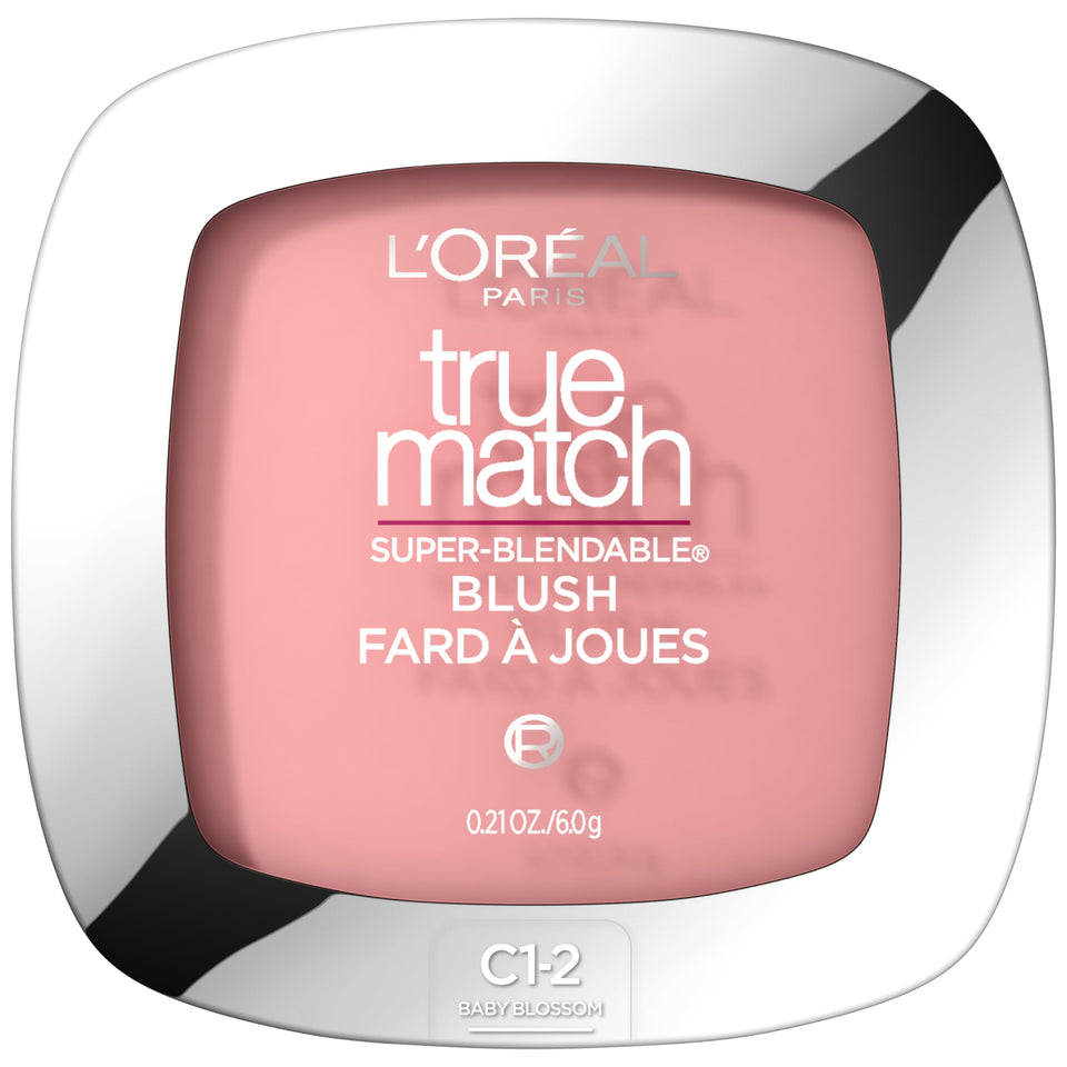 L'Oreal Paris compact front view showing Baby Blossom shade and branding for quick selection
