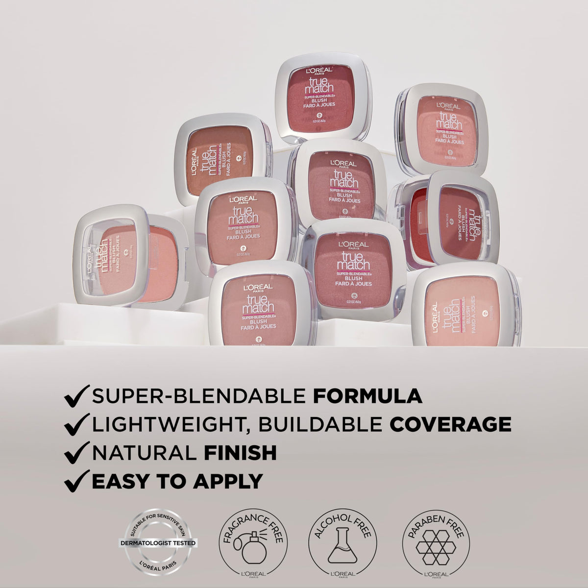 L'Oreal Paris compact opened to show mirror and pan for on-the-go touch-ups