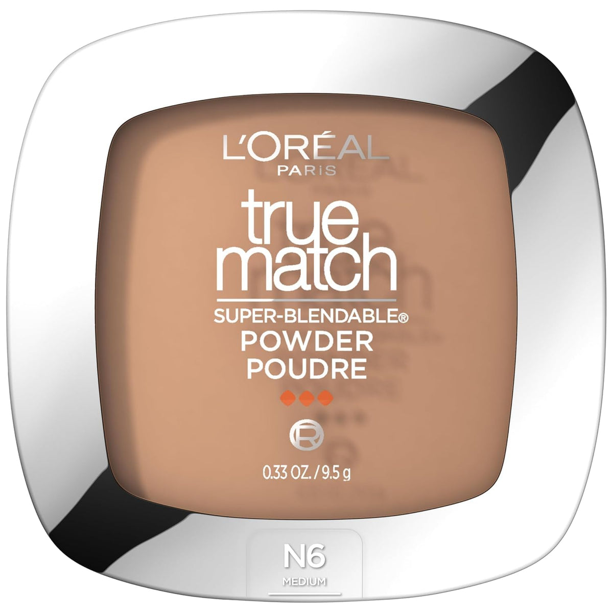 L'Oreal Paris compact front view showing sleek packaging and brand reliability