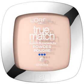 L'Oreal Paris compact front view showing sleek packaging and shade C1 Light for easy selection