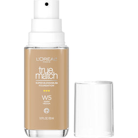 L'Oreal Paris front bottle showing pump and shade for easy dispensing