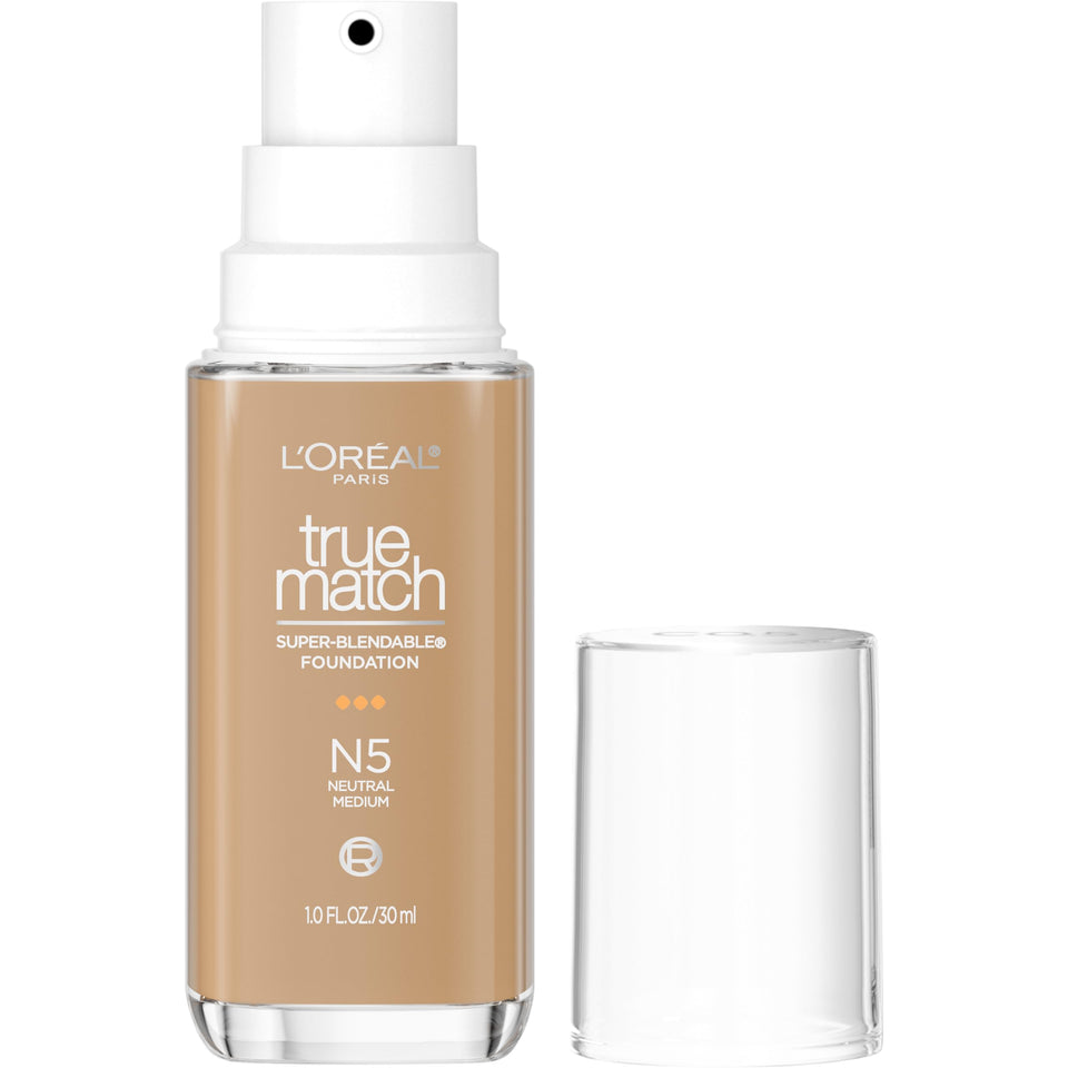 L'Oreal Paris front packaging showing N5 medium shade and pump benefit