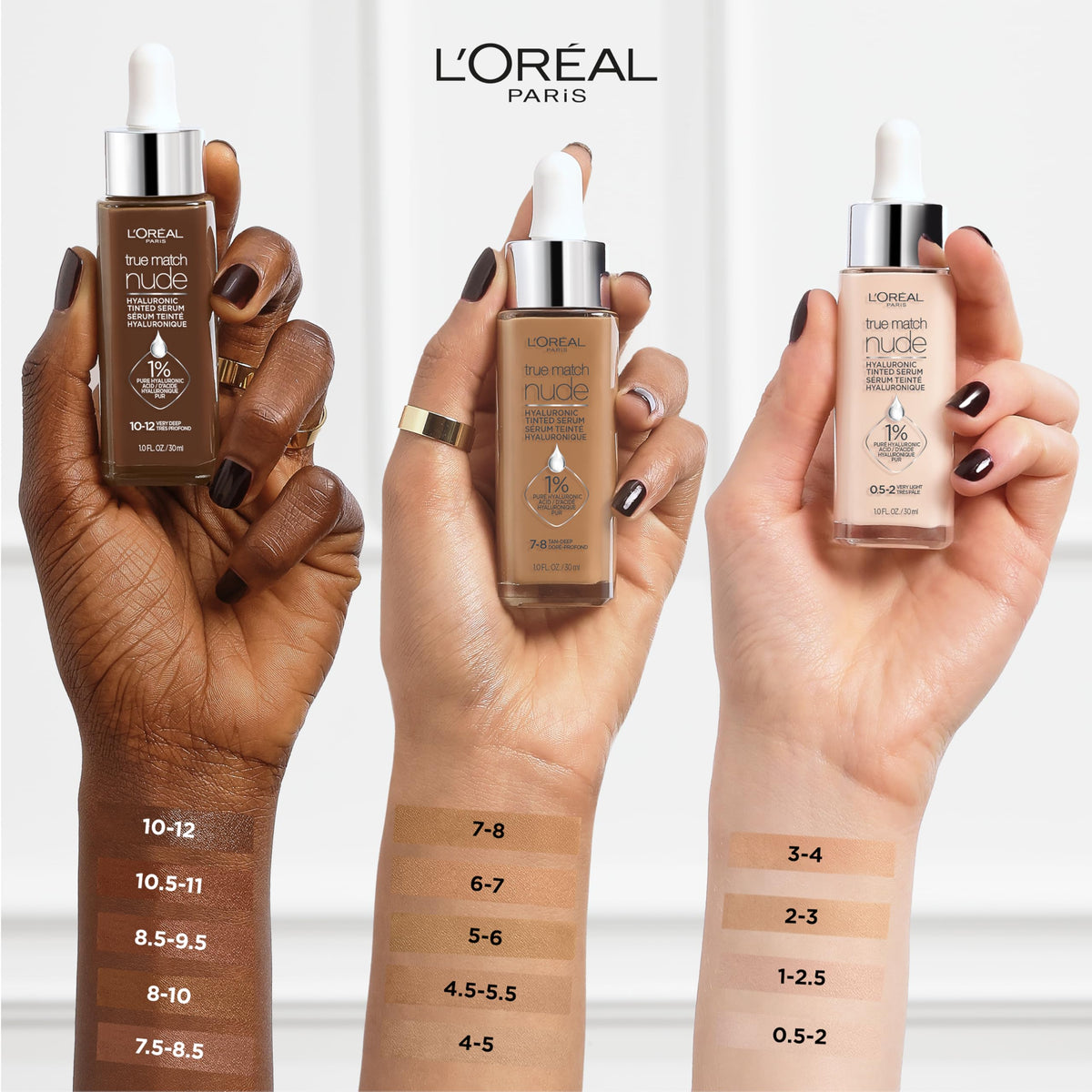 L'Oreal Paris arm swatch demonstrating blending and true-match shade payoff
