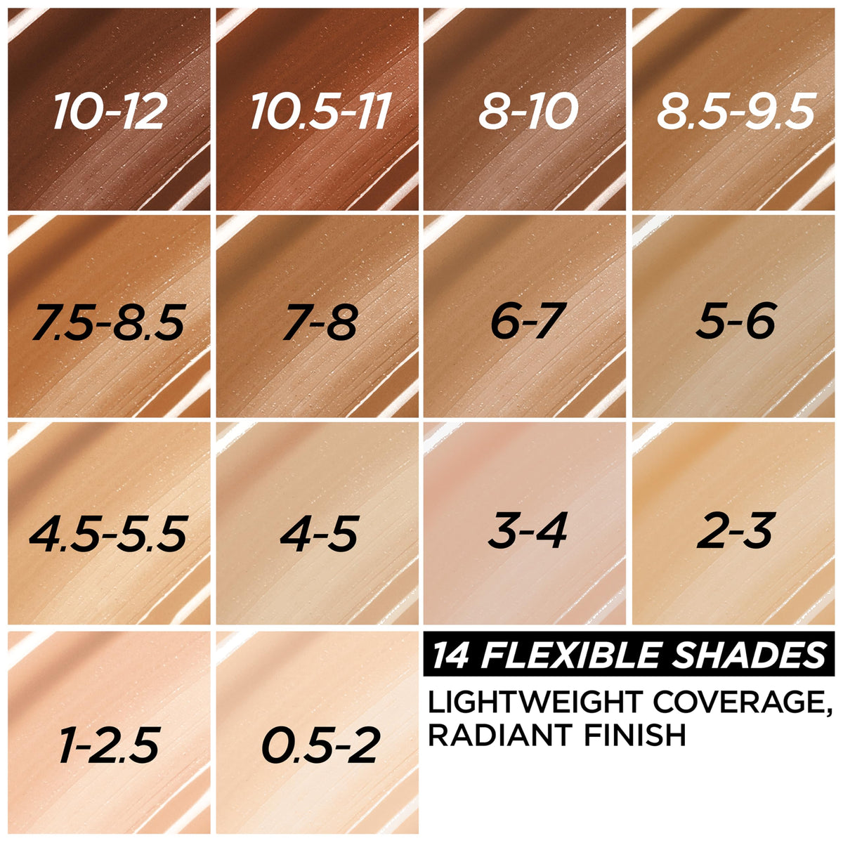 L'Oreal Paris textured swatch of tinted serum illustrating lightweight, dewy finish
