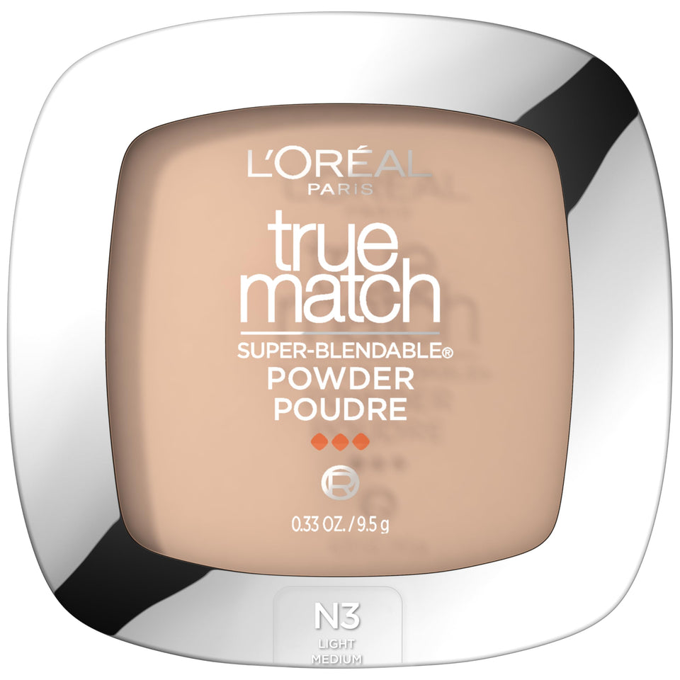 L'Oreal Paris compact front view showing sleek case and shade