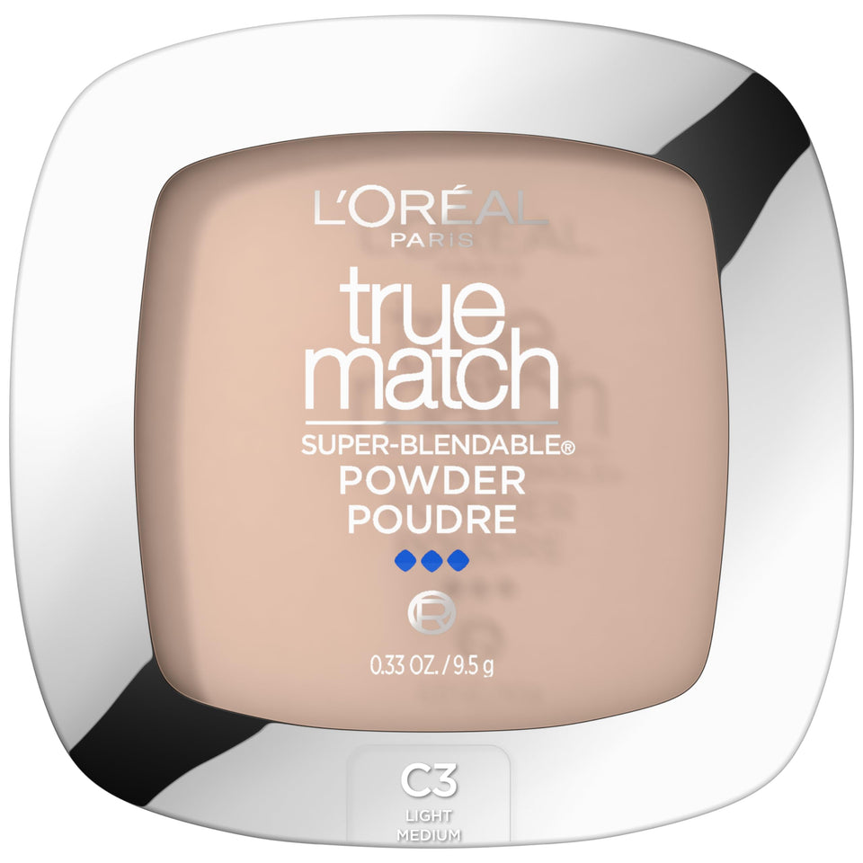 L'Oreal Paris True Match powder compact front view showing clean compact benefit