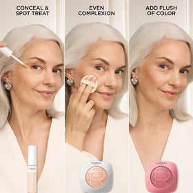 L'Oreal Paris compact held in hand to show scale and travel-friendly size