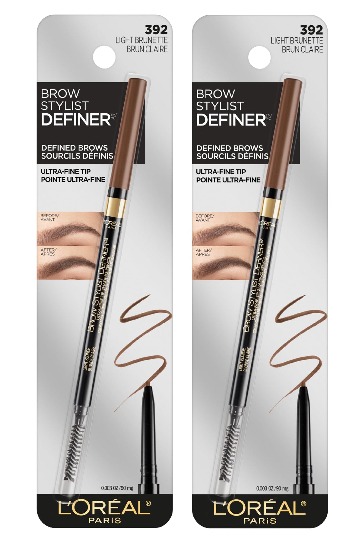 L'Oreal Paris ultra-fine tip close-up creating hair-like strokes, precision benefit