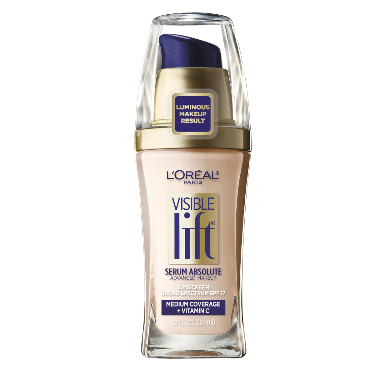L'Oreal Paris bottle front view showing soft ivory shade and lightweight coverage benefit