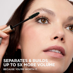 L'Oreal Paris close-up of volume-maximizing brush showing bristle design for even lash coating