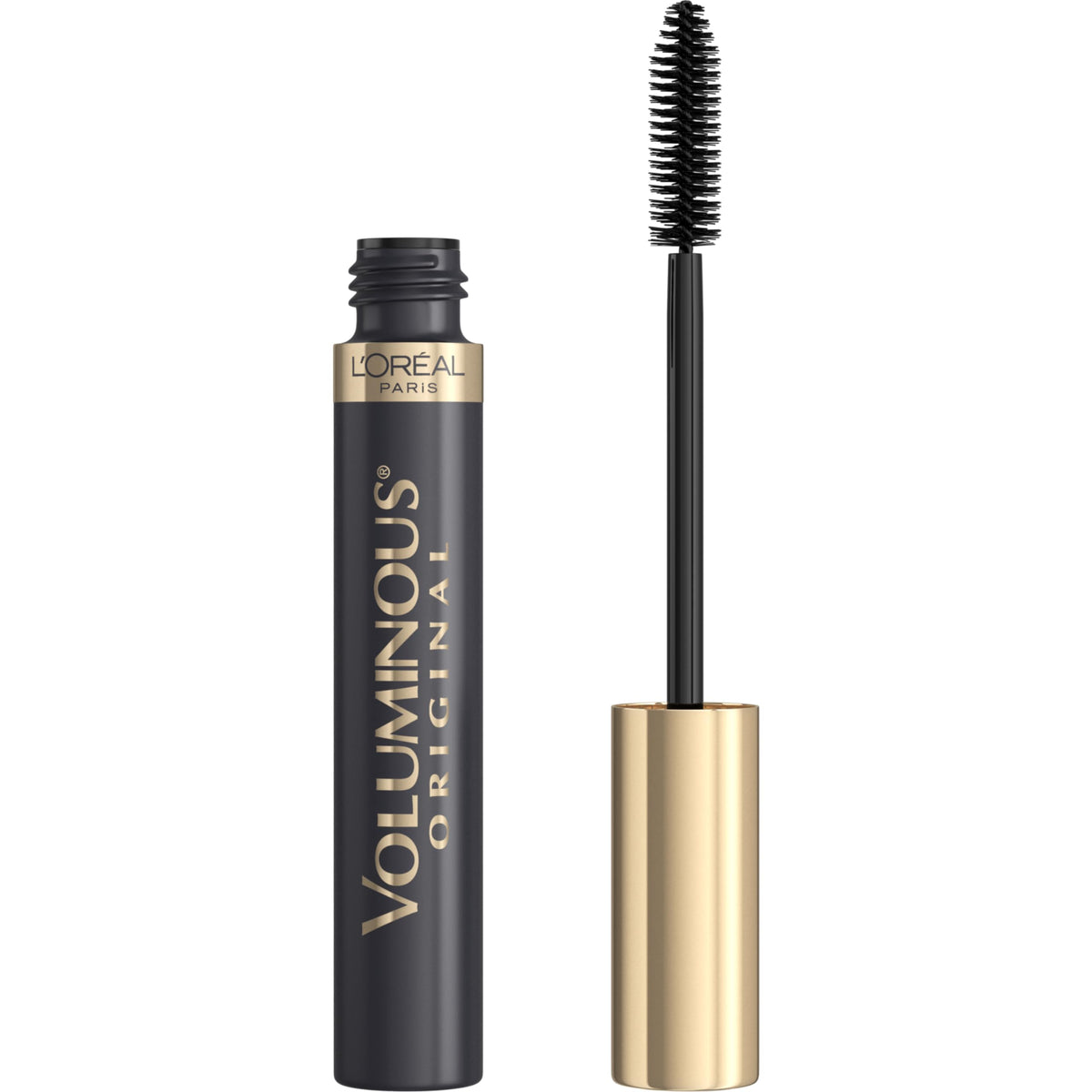 L'Oreal Paris front packaging showing tube and shade blackest black benefit bold finish