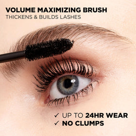 L'Oreal Paris applied to lashes showing volume and length effect
