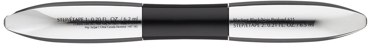 L'Oreal Paris close-up of brush and fibers illustrating lengthening effect