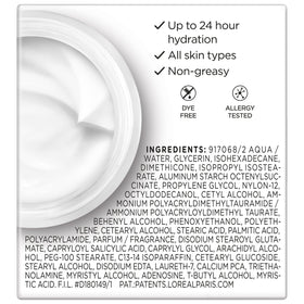L'Oreal Paris cream being smoothed on hand to show lightweight, non-greasy feel