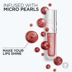 L'Oreal Paris Nude Lights on lips demonstrating subtle tint and glass-like shimmer benefit