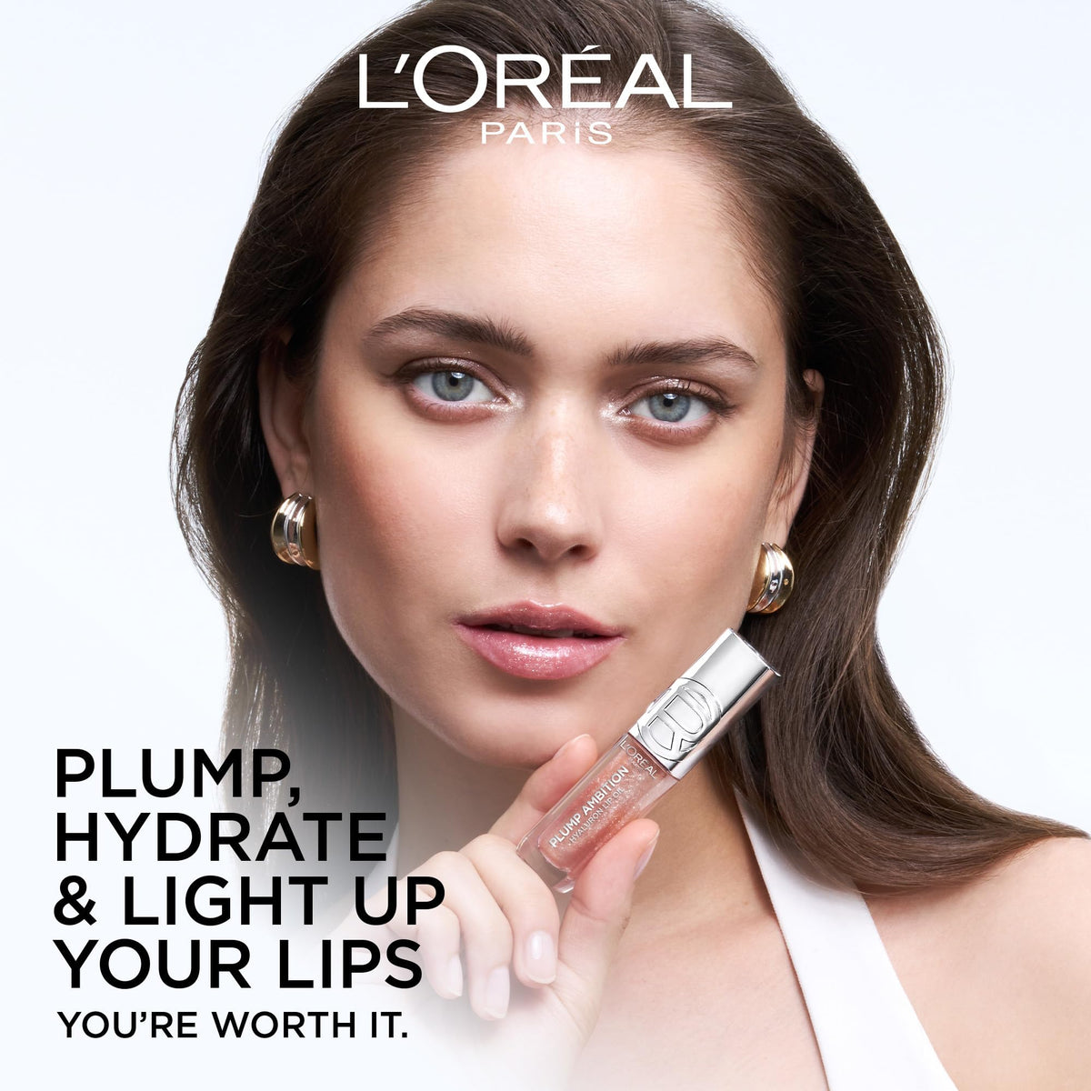L'Oreal Paris lip oil texture swatch highlighting light-as-air pearls and hydrating shine benefit