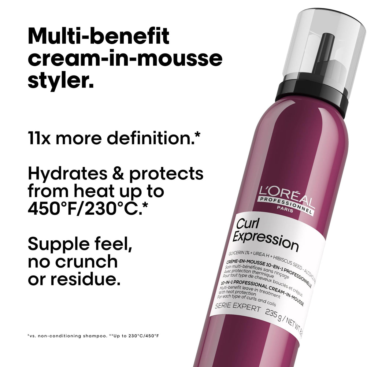 Close-up foam texture of L'Oréal Professionnel Paris mousse demonstrating airy, non-greasy feel