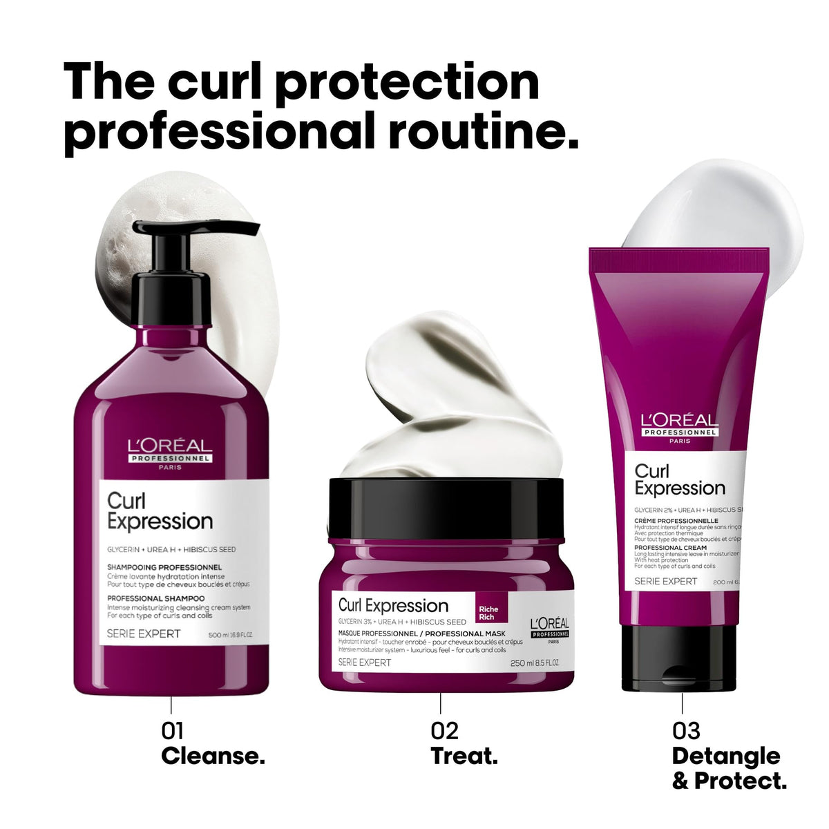 Applying L'Oréal Professionnel Paris mousse to curly hair to define curls and reduce frizz
