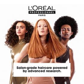 L'Oréal Professionnel Paris on bathroom shelf in lifestyle setting for salon-quality care