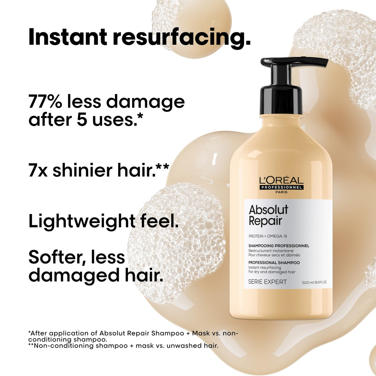 L'Oréal Professionnel Paris label close-up highlighting ingredients and texture