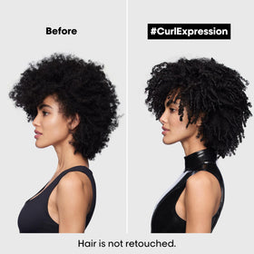 L'Oréal Professionnel Paris before and after showing smoother, shinier curls