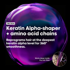 L'Oréal Professionnel ingredient label close-up showing keratin-alpha and amino benefits