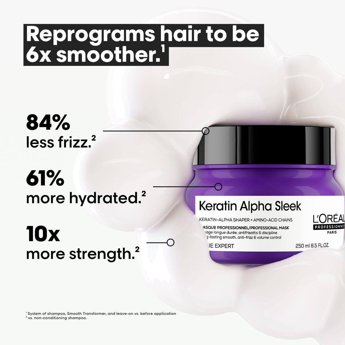 L'Oréal Professionnel mask being applied to hair for smoothness and manageability
