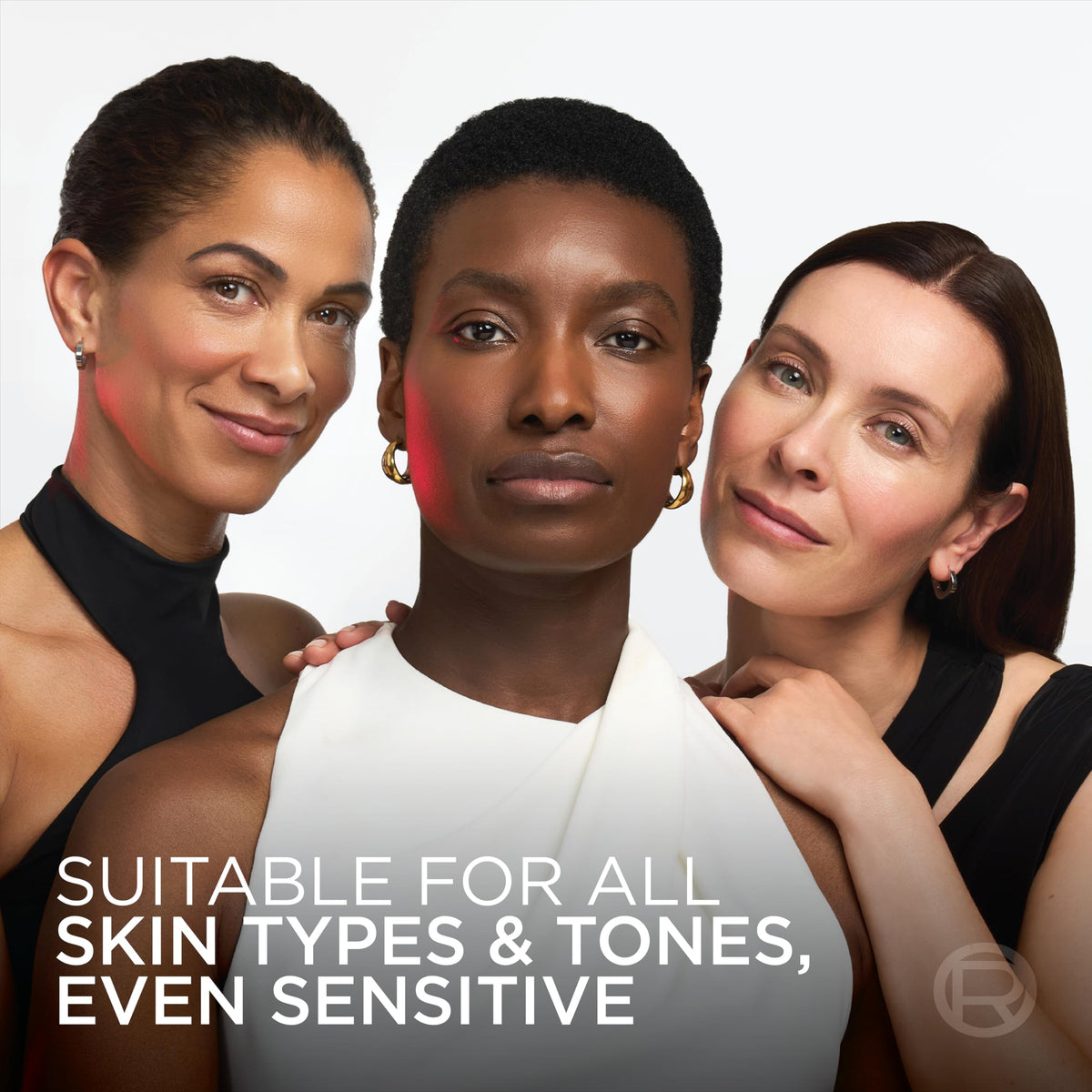 Conceptual before-and-after layout illustrating L'Oreal Paris Revitalift visible firmness and brightness results
