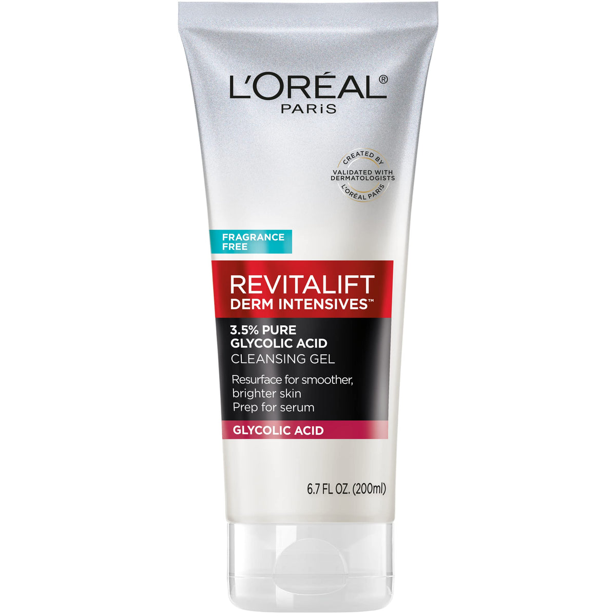 L'Oreal Paris front packaging showing product and benefit of resurfacing