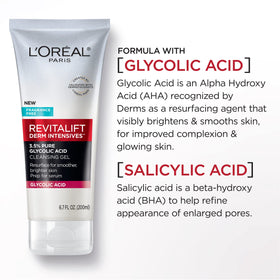 L'Oreal Paris gel texture on pump delivering gentle exfoliation benefit