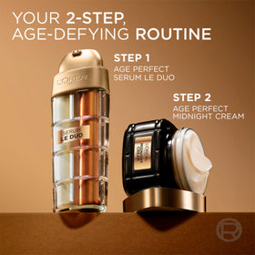 L'Oreal Paris serum staged on bathroom counter showing routine-ready hydration and glow