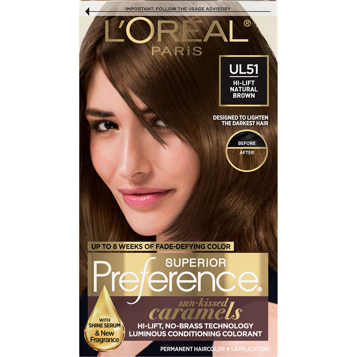L'Oreal Paris front packaging showing UL51 shade and benefits