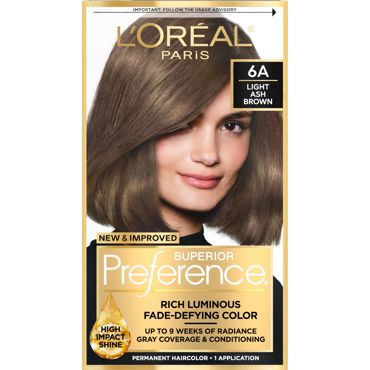 L'Oreal Paris front packaging showing shade and benefits for easy selection