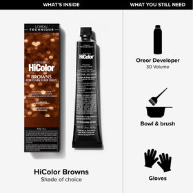 L'OREAL TECHNIQUE being applied to dark hair for one-step lift