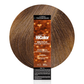 L'OREAL TECHNIQUE front packaging showing shade H3 Soft Brown and benefits