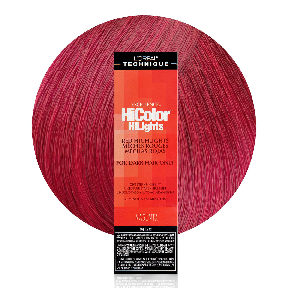 L'OREAL TECHNIQUE front packaging showing bold red shade and no-drip creme benefit